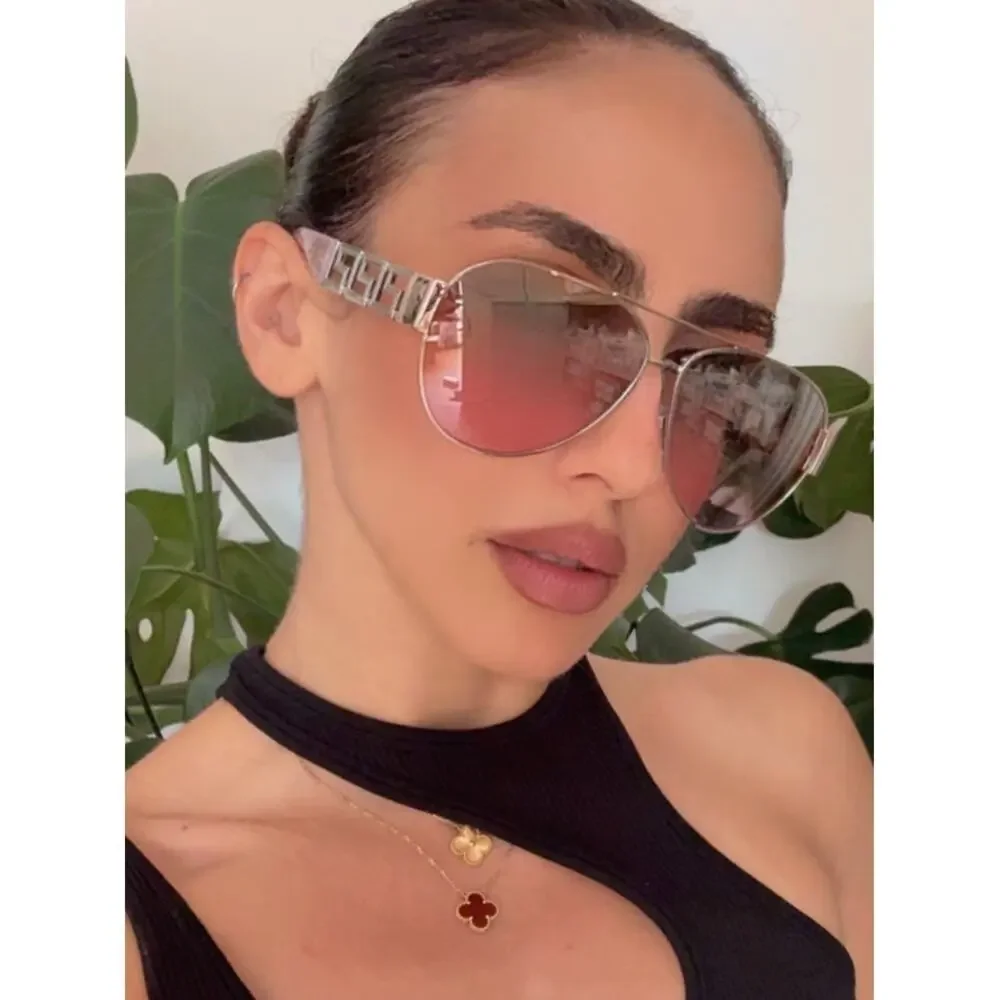 NEW Versace VE2289 Aviator Sunglasses in Silver Pink Mirror